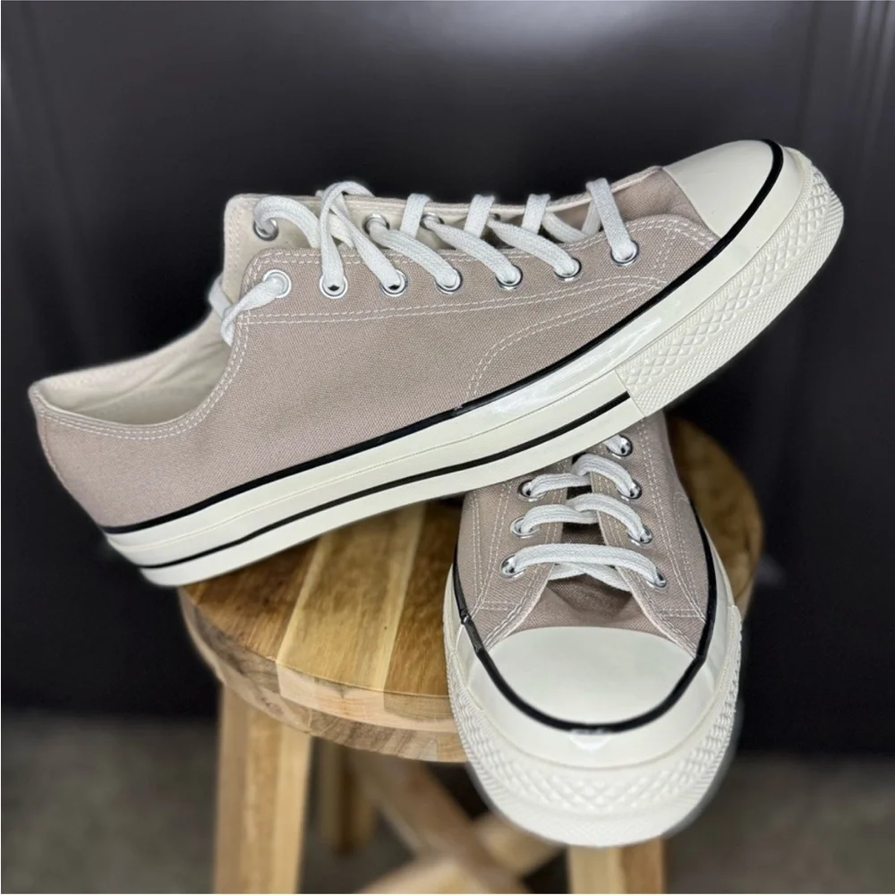 Converse Men's Low-Top Sneakers in Light Taupe and White - Picture 13 of 14